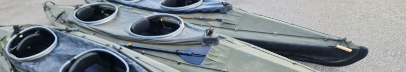 Fleet of Klepper Aerius II 'Commando' folding kayaks for rental hire