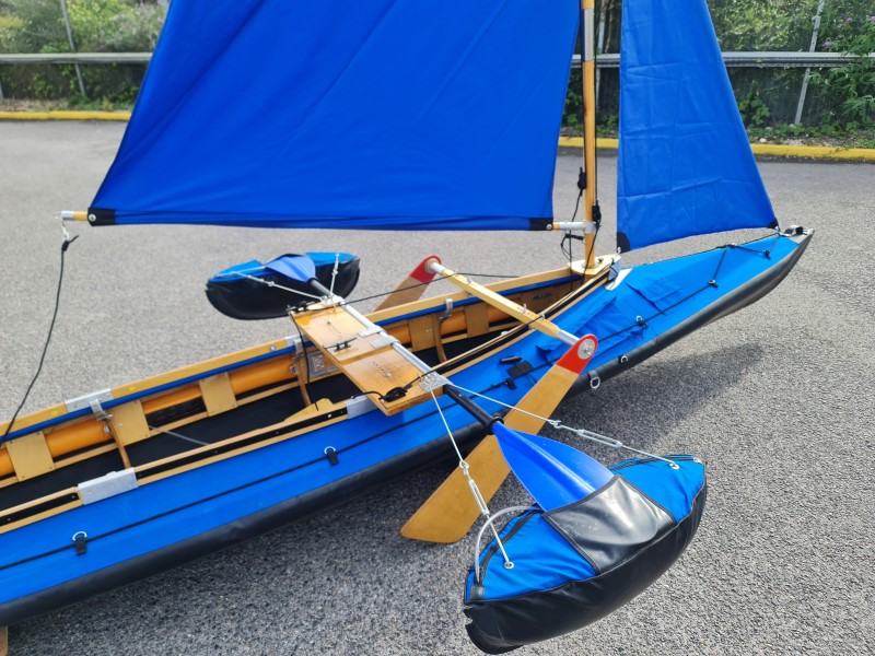 Wayland Amazon 520 Extended EXP sailing kayak - view of the outrigger and Leeboards