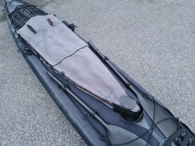 Wayland Achilli 500XL folding kayak - showing the spray deck with the cockpit cover in closed position